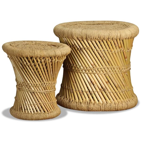 vidaXL Pallar, set om 2, bambu och jute