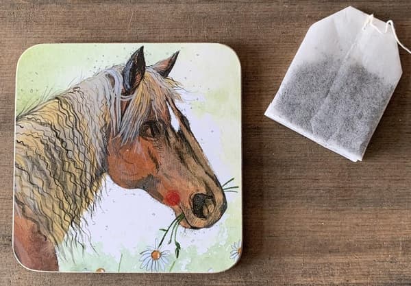 C193 Hest og blomster-coaster