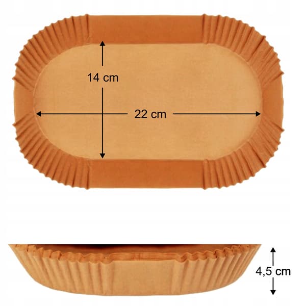 100x Pappersfack för airfryer, 22x14 cm
