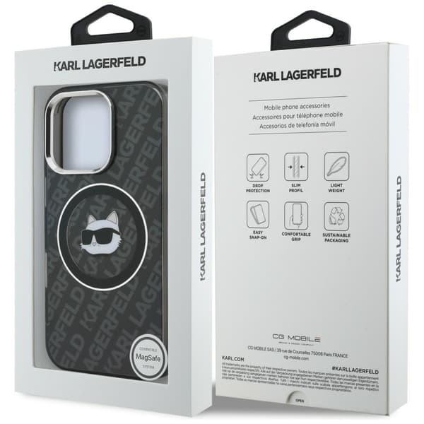 Karl Lagerfeld IML Choupette Head Logo MagSafe-etui til iPhone 16 Pro, sort