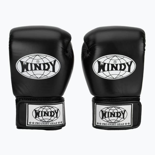 Windy Classic boksehandsker i ægte læder, sorte, 10 oz