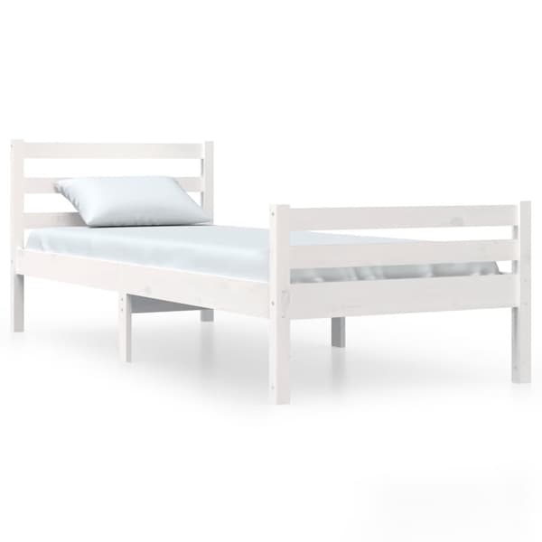 vidaXL Sängram vit massivt trä 100 x 200 cm