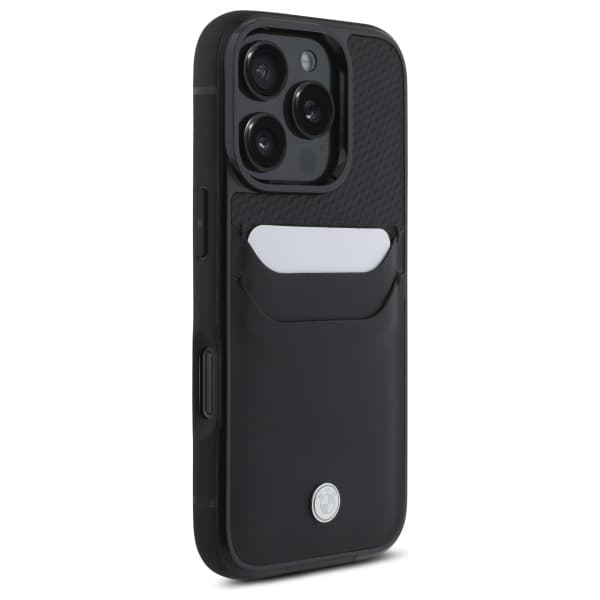 BMW Sign Læderkortcover til iPhone 16 Pro Max, Sort