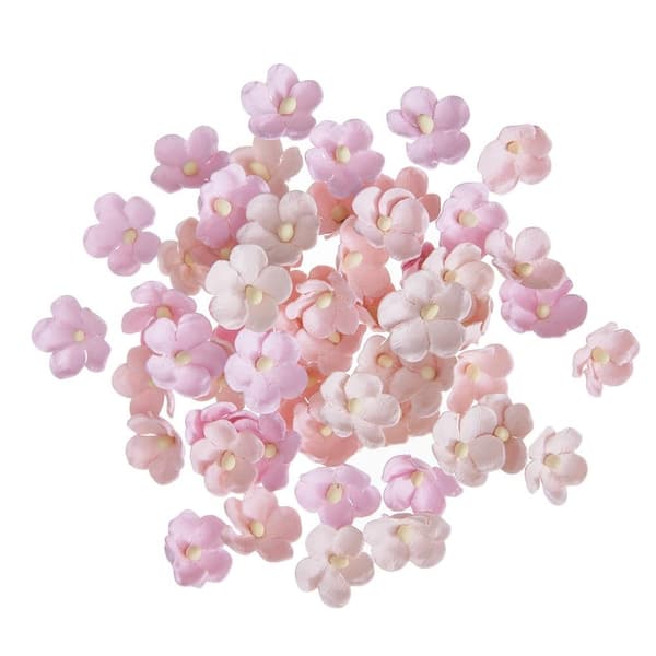 Lyserøde papirblomster 2 cm 60 stk.