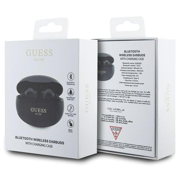 Guess Bluetooth Classic EST TWS In-Ear Hovedtelefoner + Dockingstation, Sort