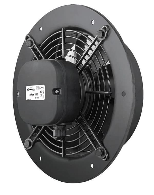 Industriel rund vægventilator med udstødning 250 mm