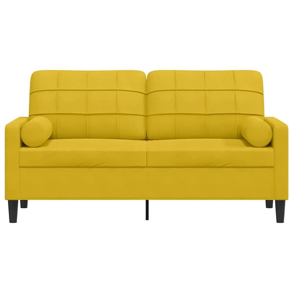 vidaXL 2-sitssoffa med kuddar, gul, 140 cm, sammet