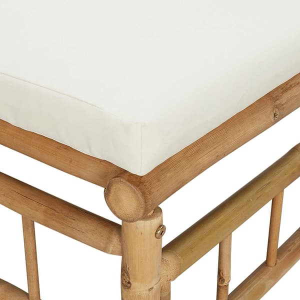 vidaXL 3-delat trädgårdsmöbelset, krämfärgade dynor, bambu