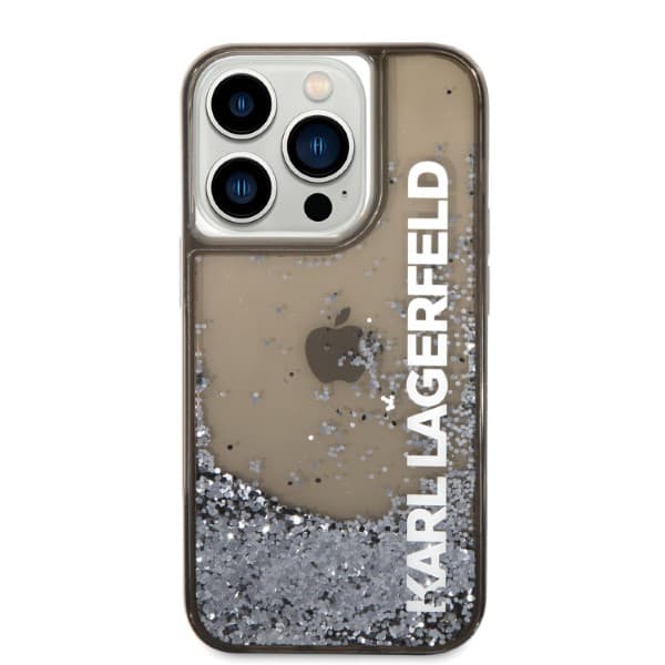 Karl Lagerfeld Liquid Glitter Elong-cover til iPhone 14 Pro, sort