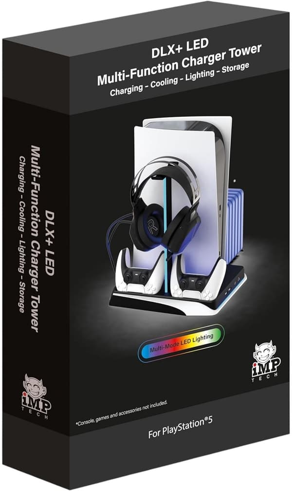 IMP Tech DLX & LED multifunktionel ladetårn PS5