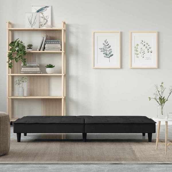vidaXL sovesofa med kopholdere sort fløjl
