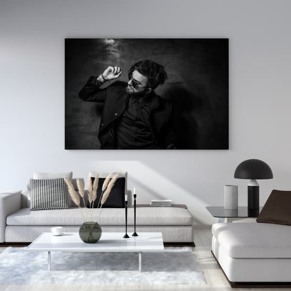 Lærredstryk Sort-hvid Mand 100x80 cm