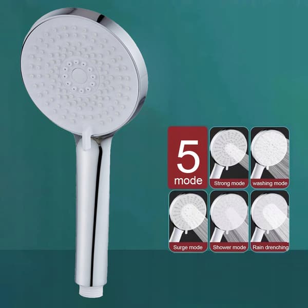 Duschmunstycke med 5 funktioner, krom, vit