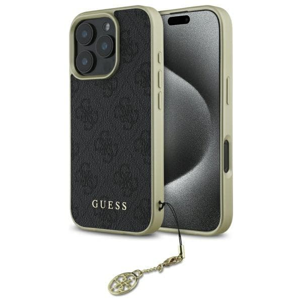 Guess 4G Charms Collection cover til iPhone 16 Pro, sort