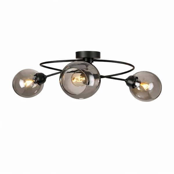 Loftlampe 3xE27 Lyra Sort/Røget