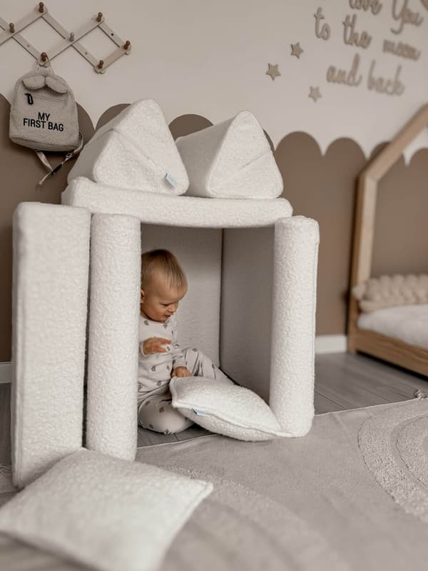 Montessori Comfort Bouclé Mini Leksoffa Vit