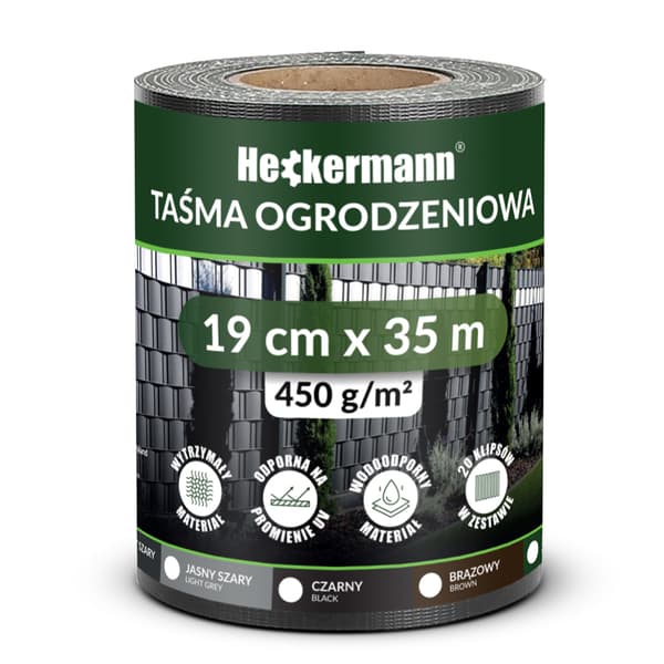 Heckermann Hegnstape 19cm x 35m - Lysegrå