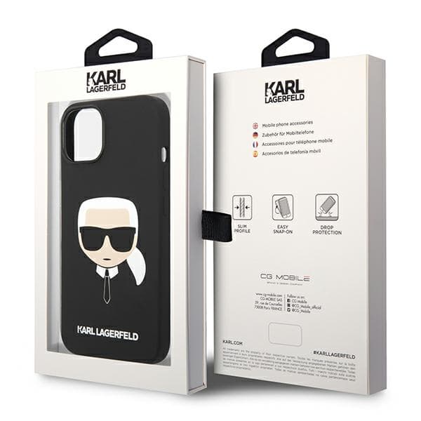 Karl Lagerfeld Silikone Karl`s Head-etui til iPhone 14 Plus, Sort