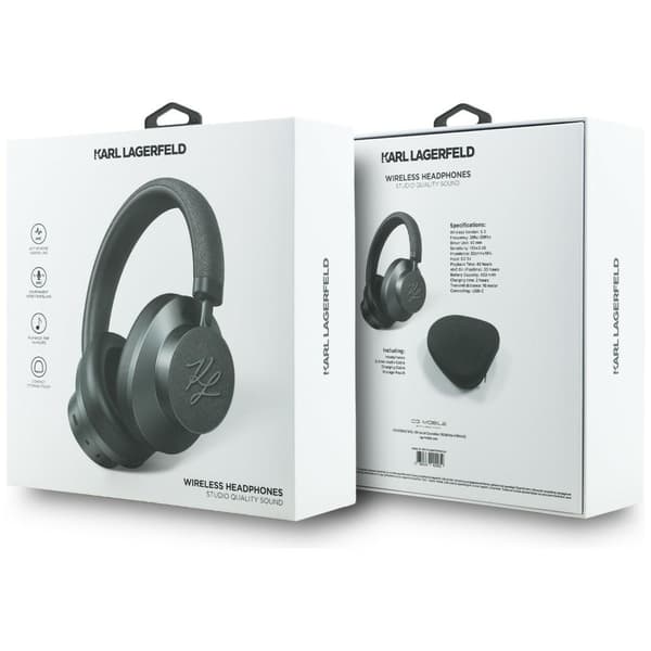 Karl Lagerfeld Grained Initials Bluetooth ANC Over-Ear Hörlurar Grå
