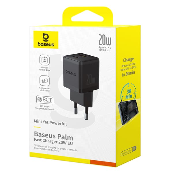 Palm 20W USB-C USB-A -seinälaturi - musta