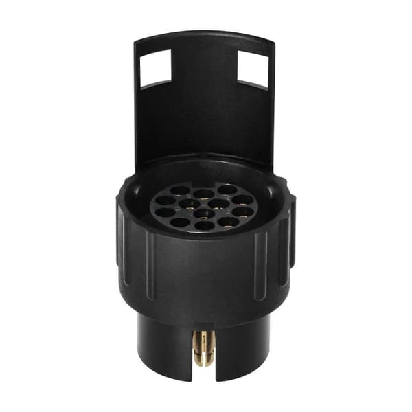 7/13-benet anhængerstikdåseadapter 12/24V sort han
