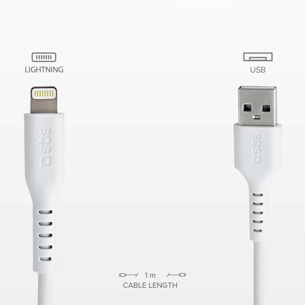 USB-A iPhone Lightning -kaapeli - valkoinen
