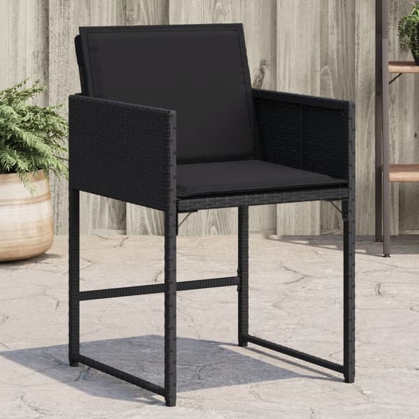 vidaXL havestole med hynder, sæt med 4, sort, polyrattan