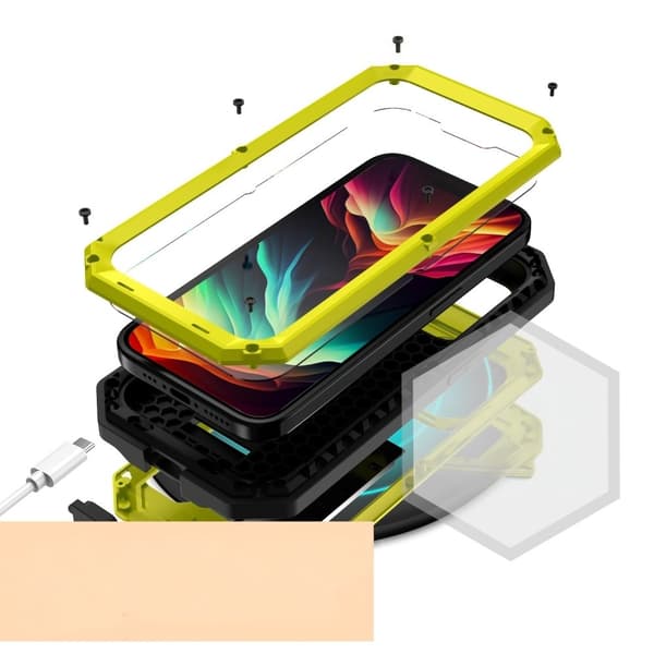 iPhone 15 Pro Max cover, R-JUST CamShield Slide, Rugged, Gul/Sort