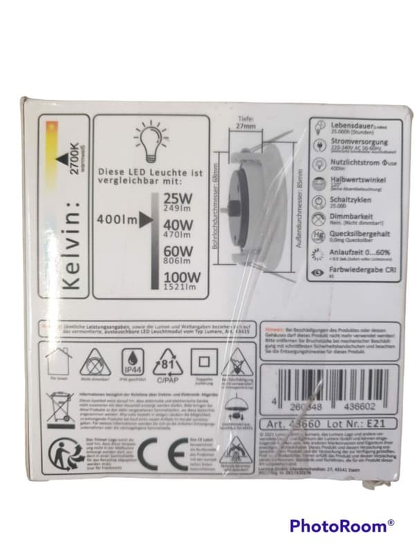 Infälld LED-spotlight 4W 400Lm IP44 Silver