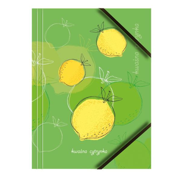 Lakeret papmappe, A4, med elastiske hjørner. Citron