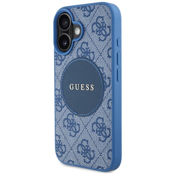 Guess 4G Circle Classic Logo-etui til MagSafe til iPhone 16, blå