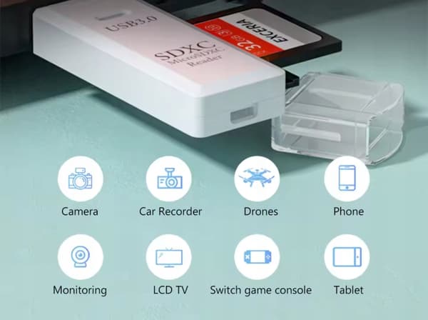 USB 3.0 kortlæser til SDXC, SDHC, MMC, RS-MMC, Micro SDXC/SD/SDHC