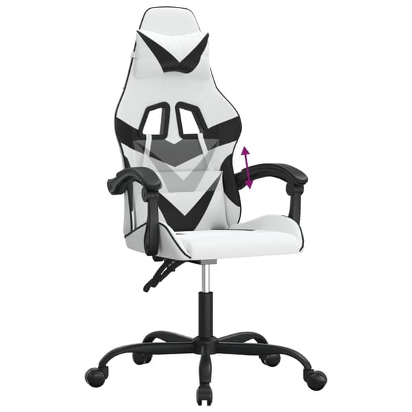 vidaXL gamingstol, sort og hvid, kunstlæder