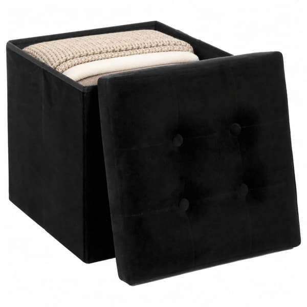 Adaline Sort quiltet puf 38x38 cm