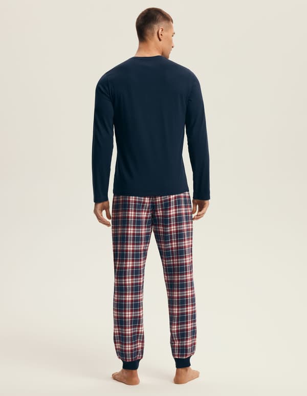 Herrpyjamas i marinblått, svart, M