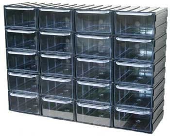 Modulær organizer - sæt med 20 transparente skuffer