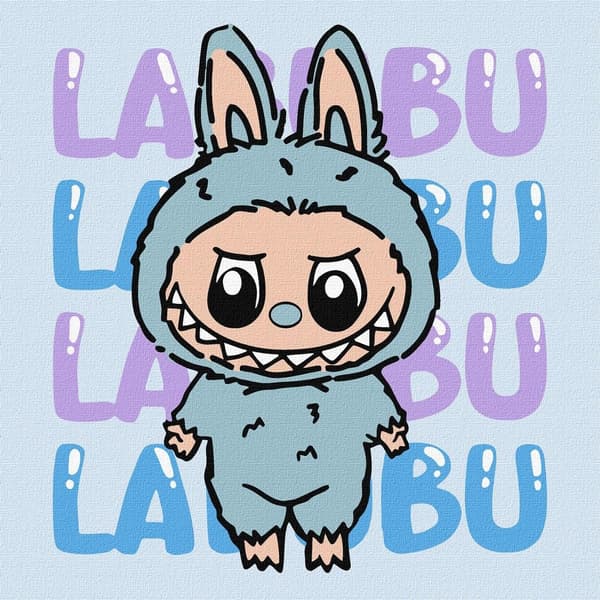 Maleri efter tal - På - Labubu 25x25cm