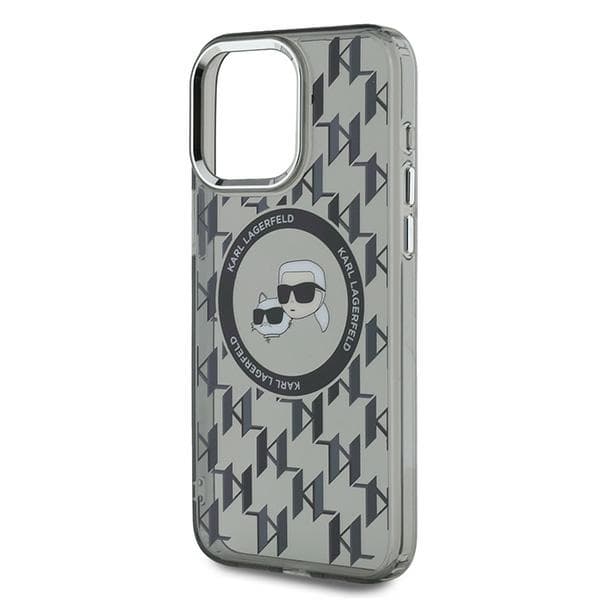 Karl Lagerfeld IML Monogram Karl&Choupette Head MagSafe-etui til iPhone 15 Pro, sort