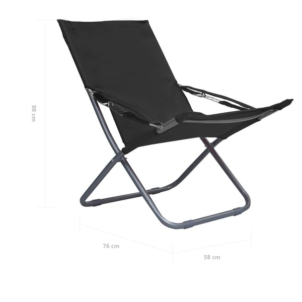 vidaXL foldbare strandstole, sæt med 2, stof, sort