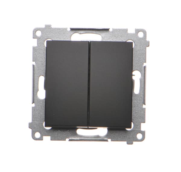 SIMON 54 Dobbelt Trappekontakt Belyst LED Mat Sort