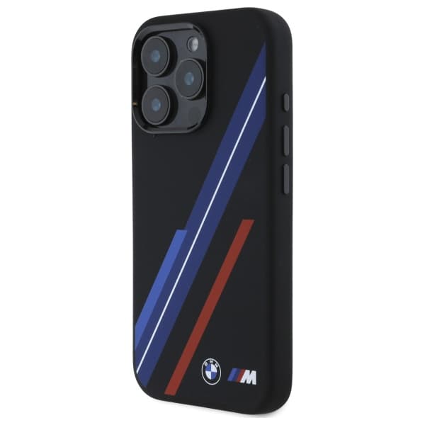 BMW Silicone Random Lines MagSafe -kotelo iPhone 16 Pro Maxille, musta