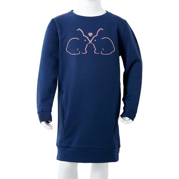 Barnklänning med sweatshirt, marinblå, 104