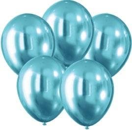 Krom-effekt balloner blå 30 cm 5 stk.