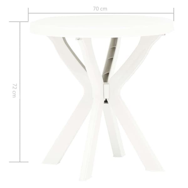 vidaXL Bistrobord vitt Ø70 cm plast