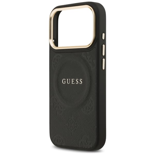 Guess Peony Hot Stamp MagSafe-etui til iPhone 17 Pro, sort