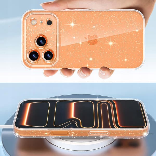 ETUI til IPHONE 17 PRO MAX SILIKONE GLITTER SHINE glitter 2mm ETUI + 2x GLAS
