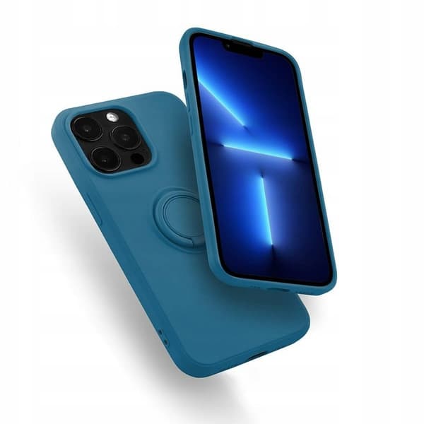 Skal till IPHONE 13 PRO Silikonring Blå Baksida + Glas