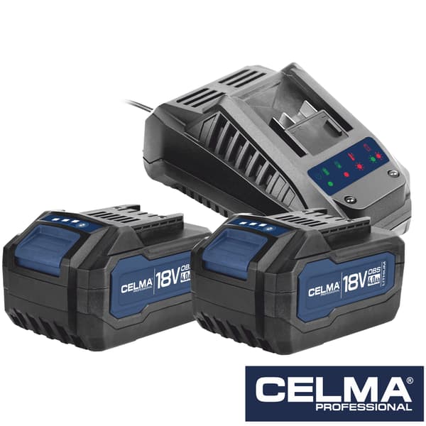 CELMA Professional OBS 2x 4,0 Ah 18V batteripakke + OBS-LD1 oplader