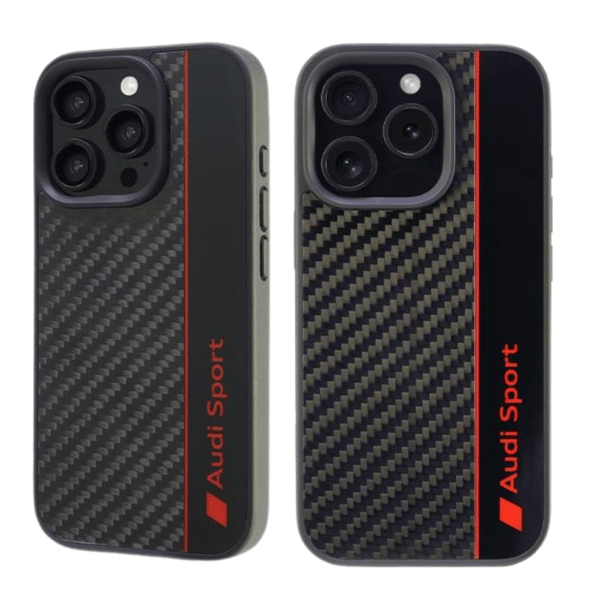 Audi Carbon Fiber Stripe Cover til iPhone 13 Pro Max, Sort