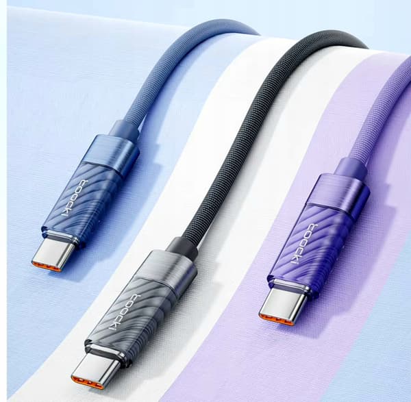 TOOCKI Blå USB C til C Kabel 1 Meter 100W PD QC + LCD Wattmeter 100cm